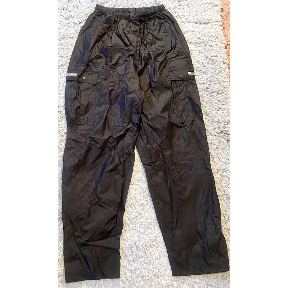 Stearns Dry Wear Mens Large Waterproof Ripstop Pants Black Nylon Elastic Waist